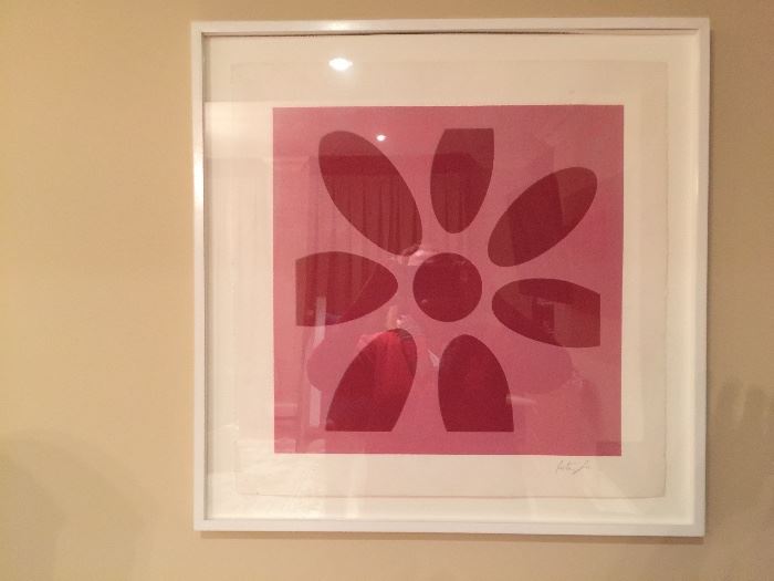 7. Contemporary Flower Print by Peter Lee in White Frame (26" x 26") 