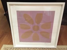 8. Contemporary Flower Print by Peter Lee in White Frame (26" x 26")