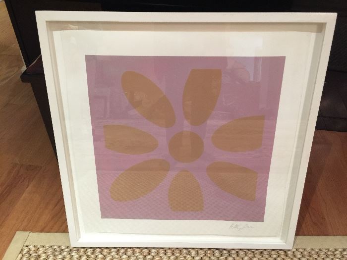 8. Contemporary Flower Print by Peter Lee in White Frame (26" x 26") 