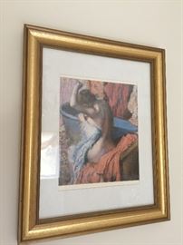 12. Gold Framed Print of Woman in Tub (14" x 17")