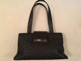 35. Bvlgari Black Leather Ostrich Totebag