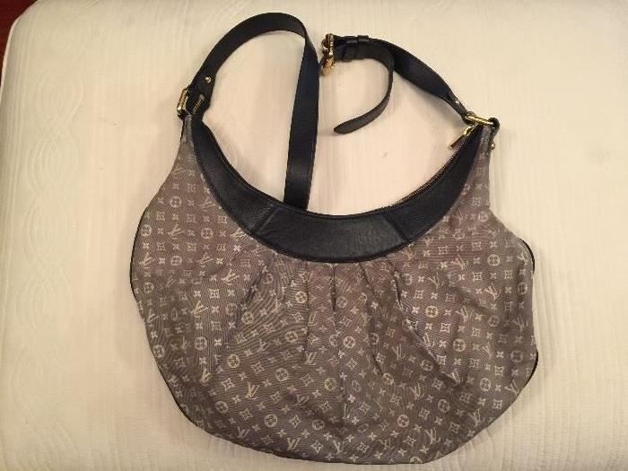 37. Louis Vuitton Moire Fabric w/ Black Leather Detail Handbag
