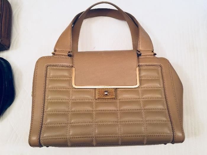 43. Jimmy Choo Quilted Leather Beige Handbag w/ Goldtone Clasp