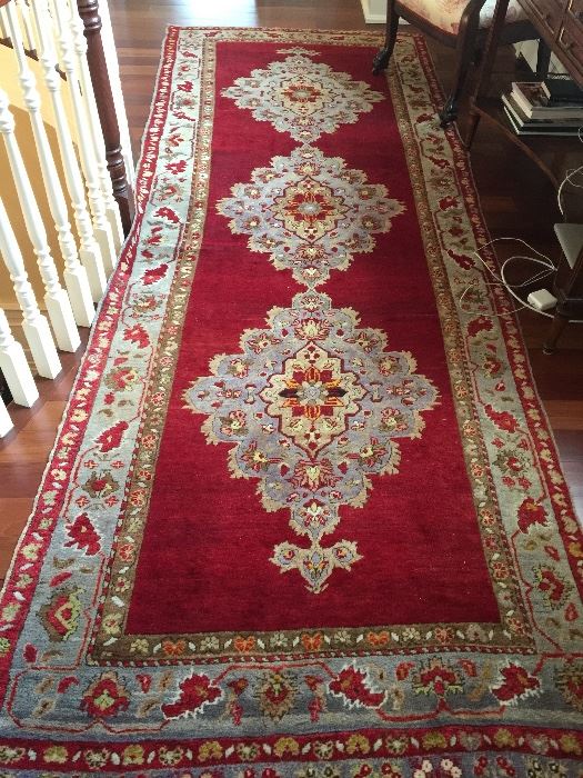 29. Antique Oriental Persian Hamadan Wool Rug, Red/Grey (11'3" x 4'3")