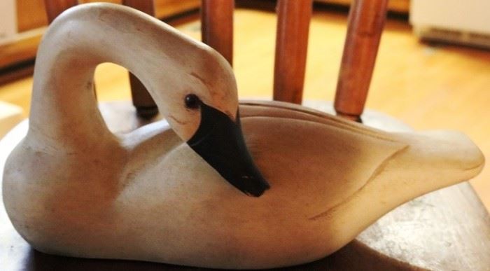 Carved wooden swan