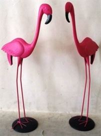Metal flamingos