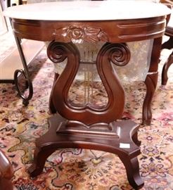 Lyre base marble top stand
