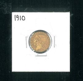 1910 $2.50 Gold Indian coin