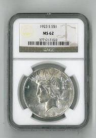 1923 s MS62 Graded Peace dollar