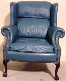#5911 Teal leather nail head chair 