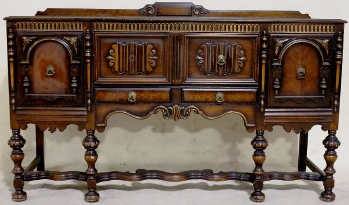 #6039 Vintage carved walnut sideboard