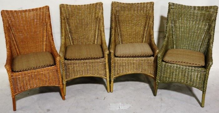 Grouping of wicker chairs