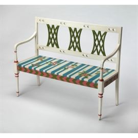 Paint decorated bench by Butler