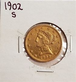 1902 S $5 gold coin