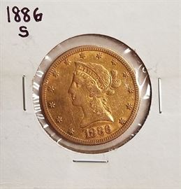 1886 s $10 gold coin