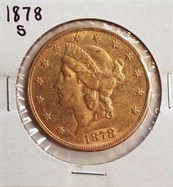 1878 S $20 gold coin