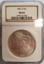 1881-S MS64 graded dollar