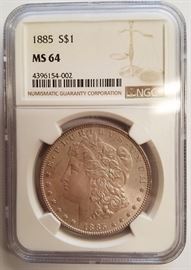 1885 Graded MS64 silver dollar