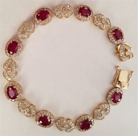 14KT Nat.Ruby&Diamond bracelet