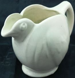 #6560 Vintage white bird pitcher