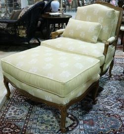 #6584 Beige chair and ottoman by Pearson