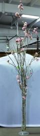 #6608 Tall glass vase w/cherry blossom