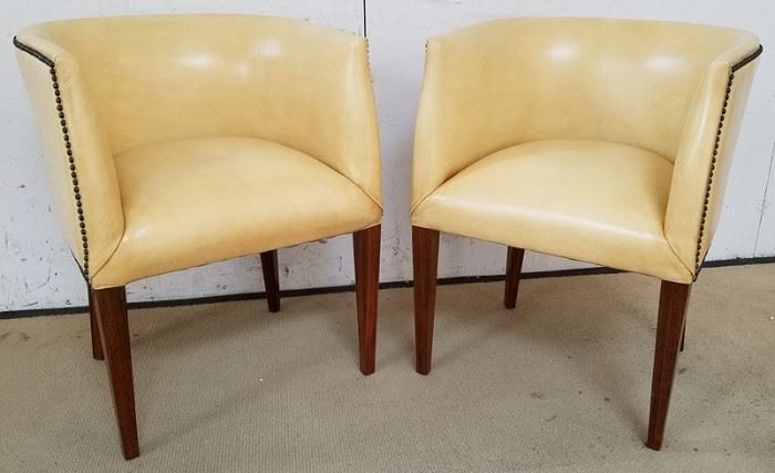 Pair Modern History leather club chairs