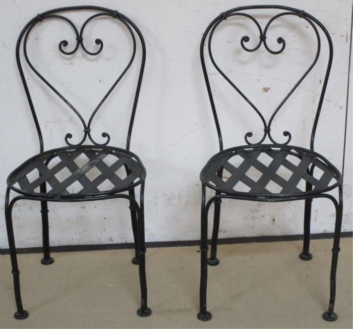 Pair iron bistro chairs