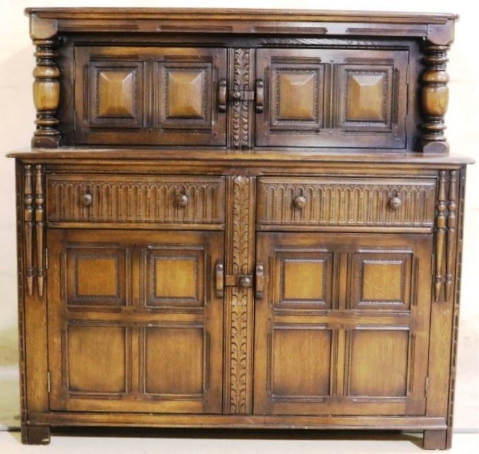 English carved oak cupboard