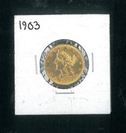 314 1903 $5 Gold Piece