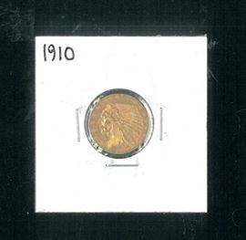 319 1910 $2.50 Gold Indian coin