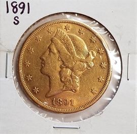 1891 S $20 Gold coin