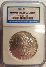 1889  Almost Uncirculated silver dollar