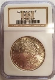 1921 MS64 silver dollar
