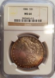 1886 MS64 silver dollar