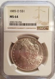 1885-O MS64 silver dollar