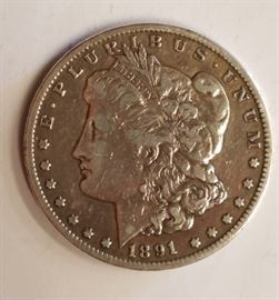 1891 Carson City silver dollar