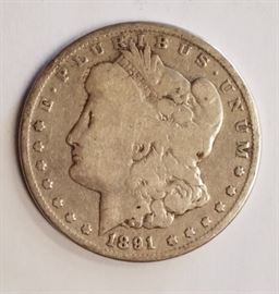 1891 Carson City silver dollar