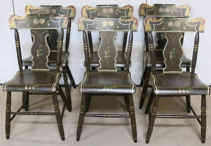 Set primitive PA Dutch stenciled chairs