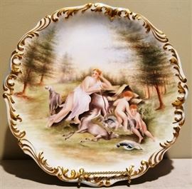 Limoges hand painted charger w/ hunt scene