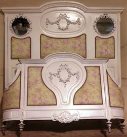 Italianate painted bed in toile upholstery