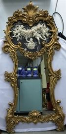 Cherub adorned mirror w/ plaque