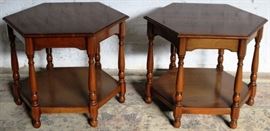 Pair vintage hexagon tables