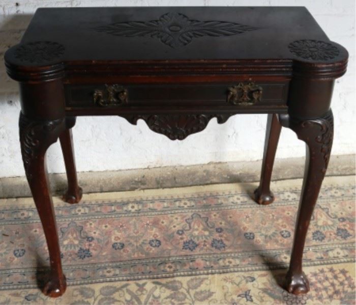 Chippendale carved games table
