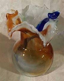 Multi color art glass vase