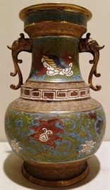 Cloissonne vase w/ elephant handles