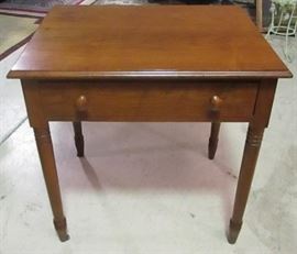 Early turned leg one drawer table