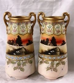 Matching pair Nippon vases