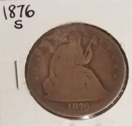 1876 S Seated half dollar