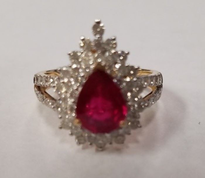 14KT Ruby & diamond ring